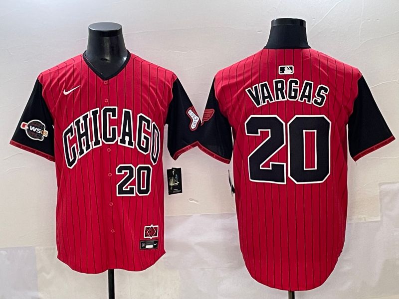 Men 2025 Chicago White Sox #20 Vargas Red Stripe Joint Name Nike MLB Jersey style 12